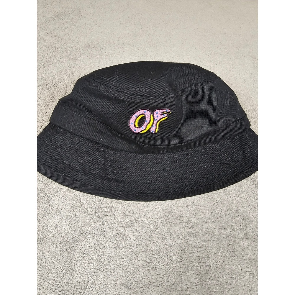 Odd Future OF Donut Logo Black Bucket Hat Cotton Streetwear Sun Hat